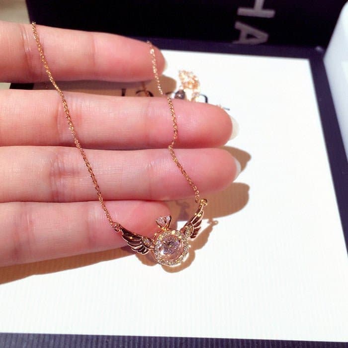 Dames Ketting met Engelenvleugels Hanger van Strass en Geplateerd Metaal - Tijd voor Stijl