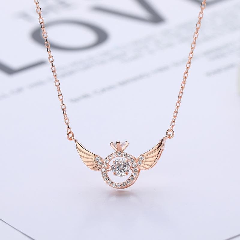 Dames Ketting met Engelenvleugels Hanger van Strass en Geplateerd Metaal - Tijd voor Stijl