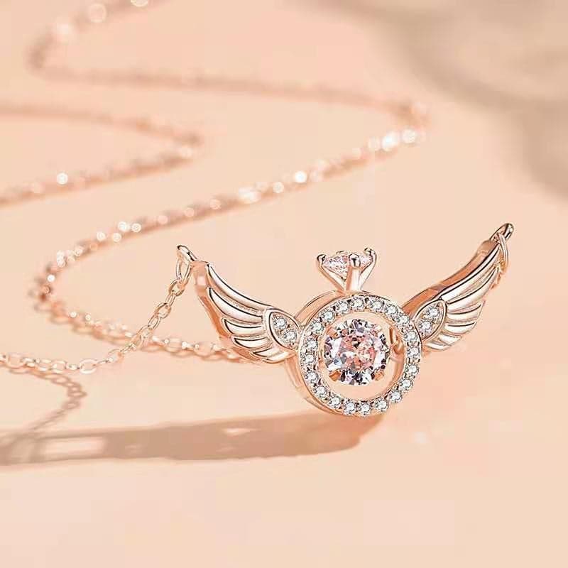 Dames Ketting met Engelenvleugels Hanger van Strass en Geplateerd Metaal - Tijd voor Stijl