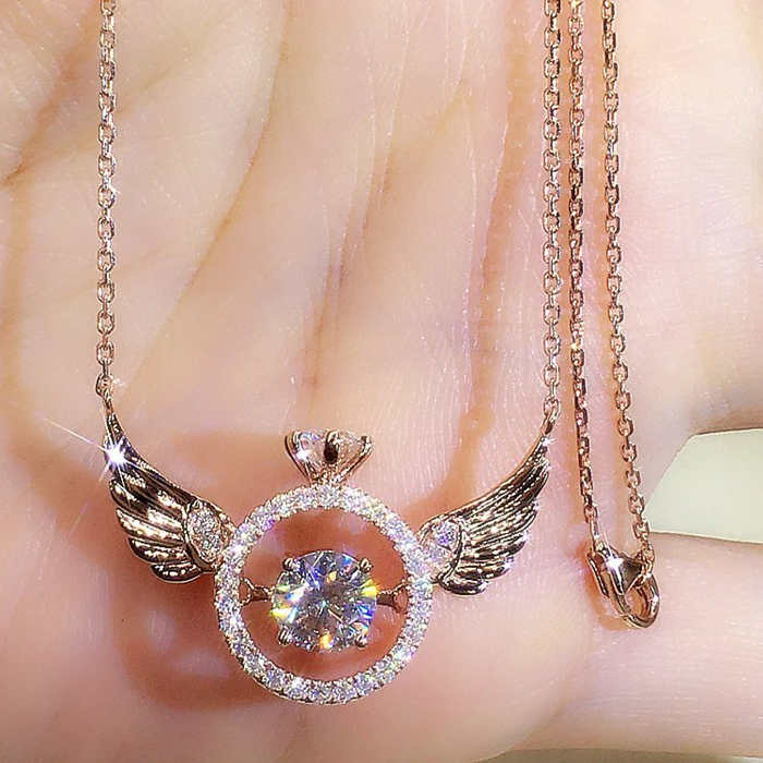 Dames Ketting met Engelenvleugels Hanger van Strass en Geplateerd Metaal - Tijd voor Stijl