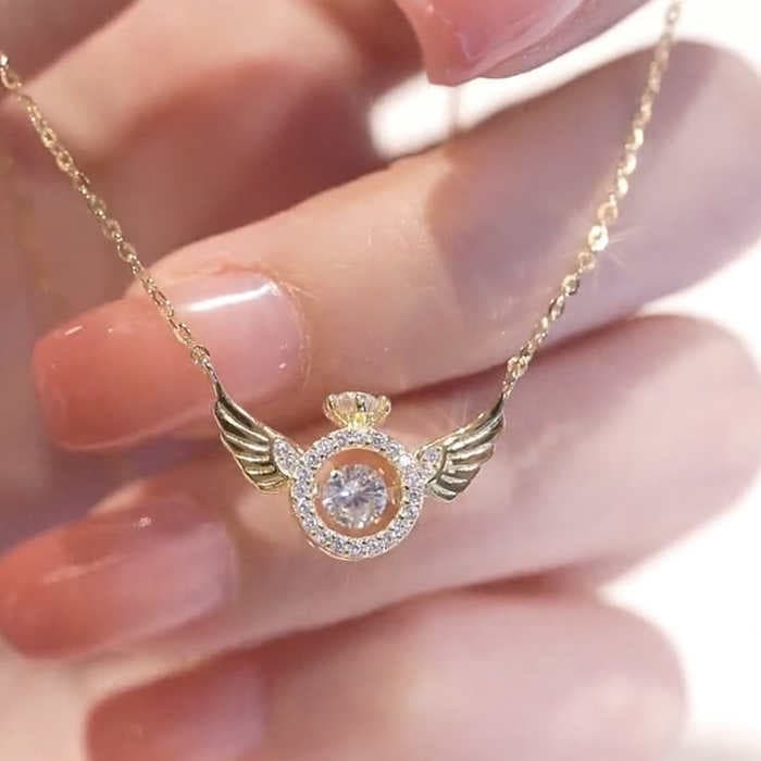 Dames Ketting met Engelenvleugels Hanger van Strass en Geplateerd Metaal - Tijd voor Stijl