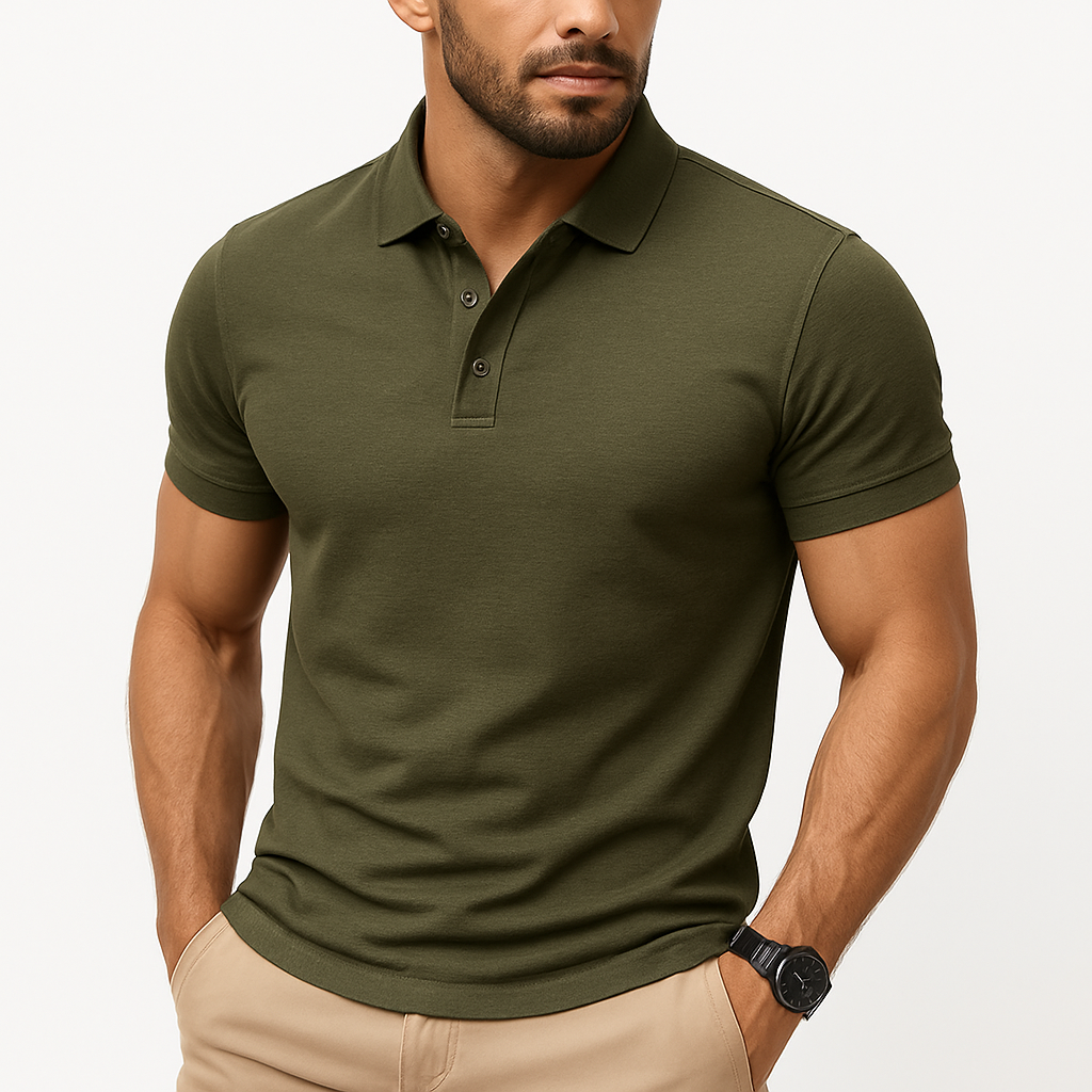 Heren - Polo T-shirt - Henley Kraag en Ademend Design - Katoenmix