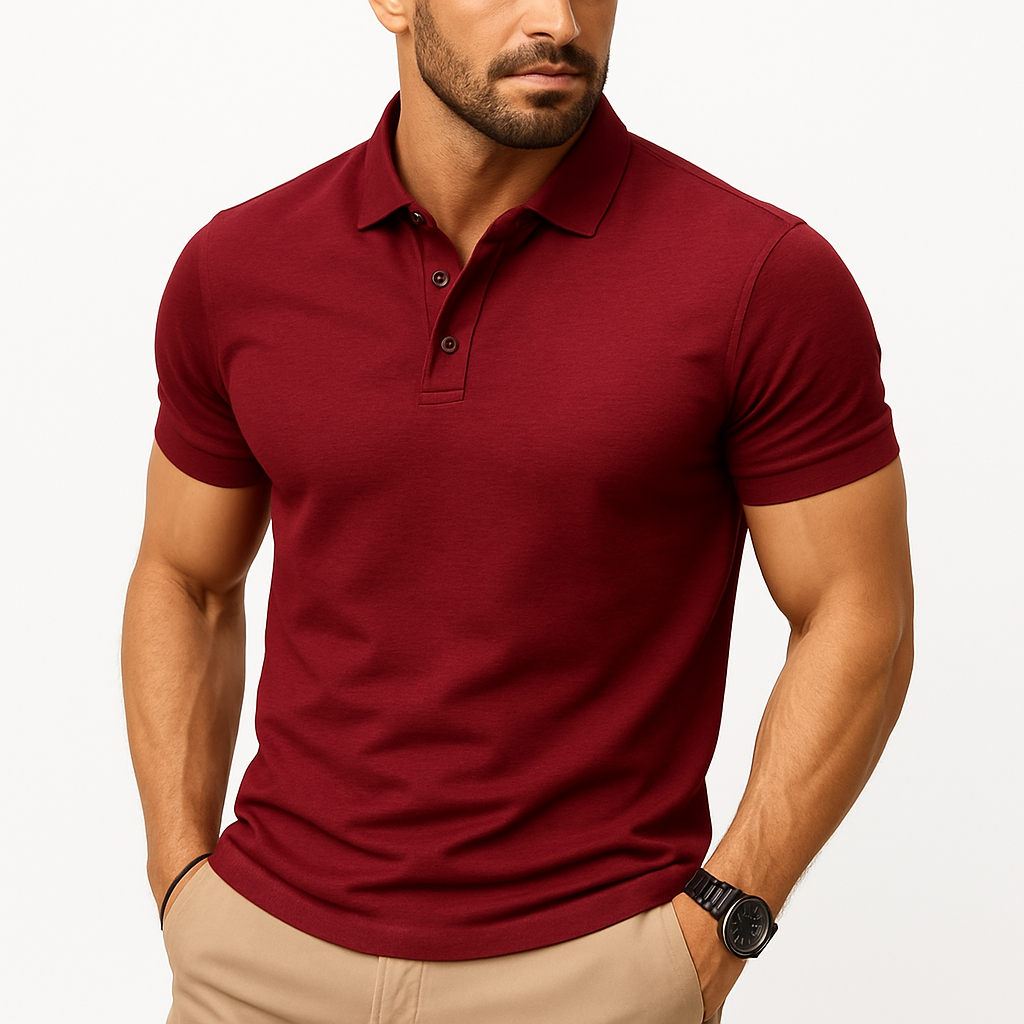 Heren - Polo T-shirt - Henley Kraag en Ademend Design - Katoenmix