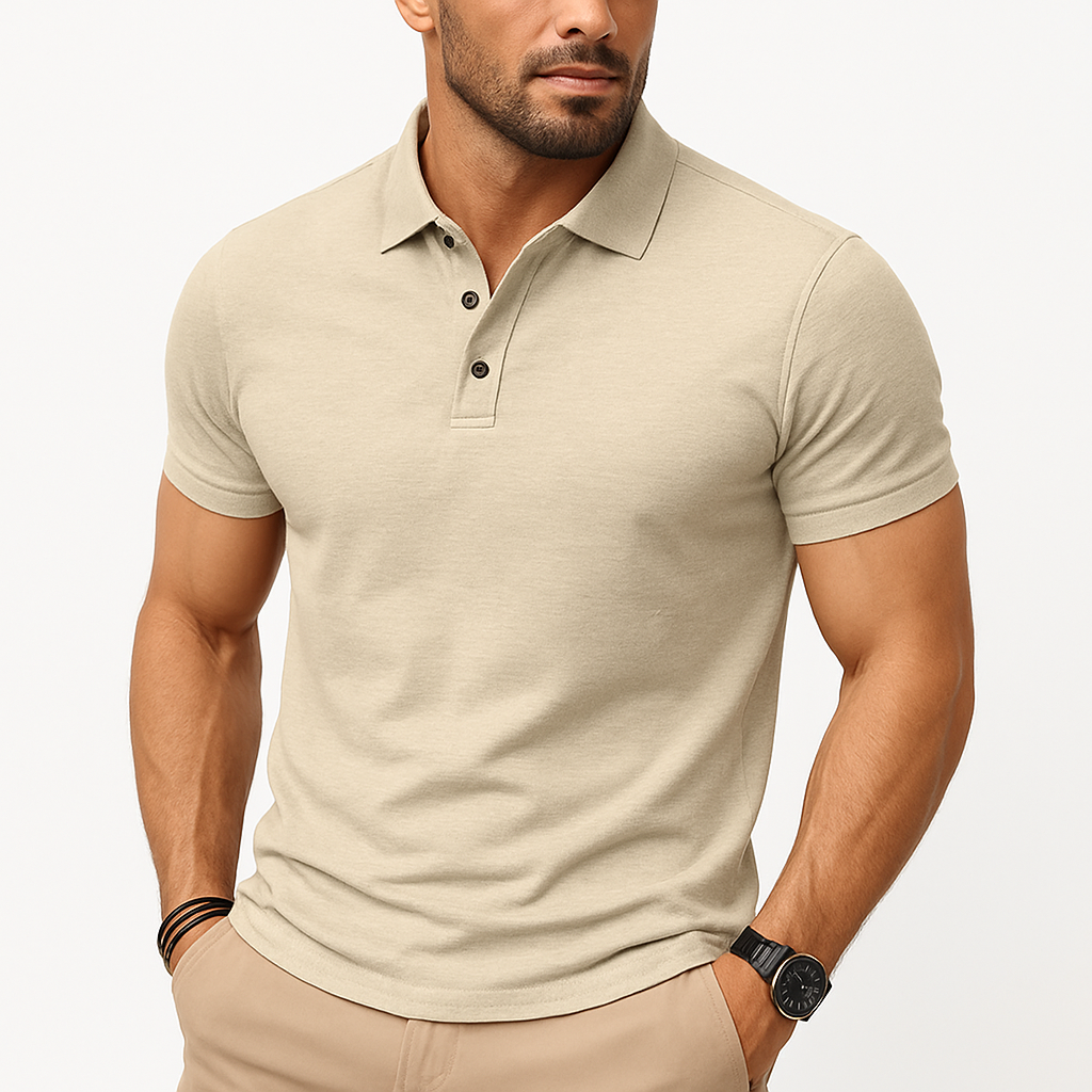 Heren - Polo T-shirt - Henley Kraag en Ademend Design - Katoenmix