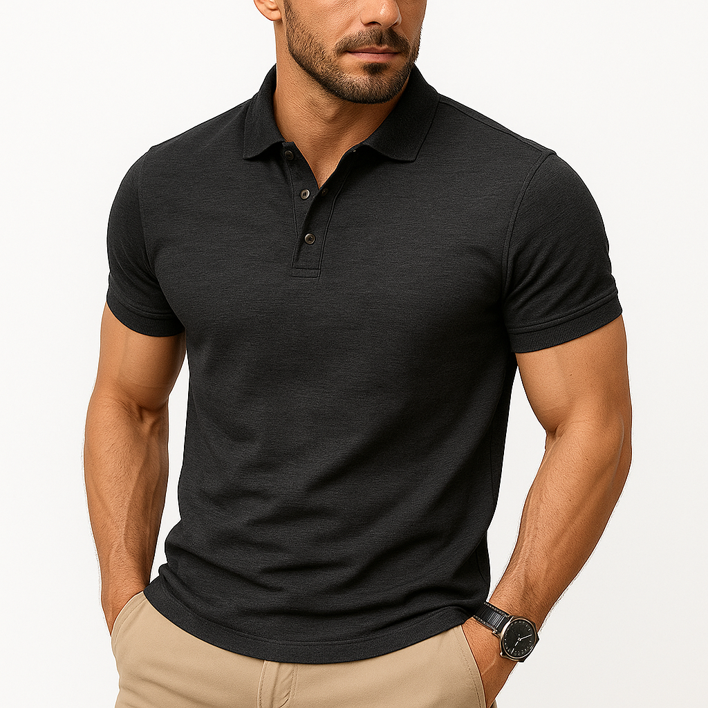 Heren - Polo T-shirt - Henley Kraag en Ademend Design - Katoenmix