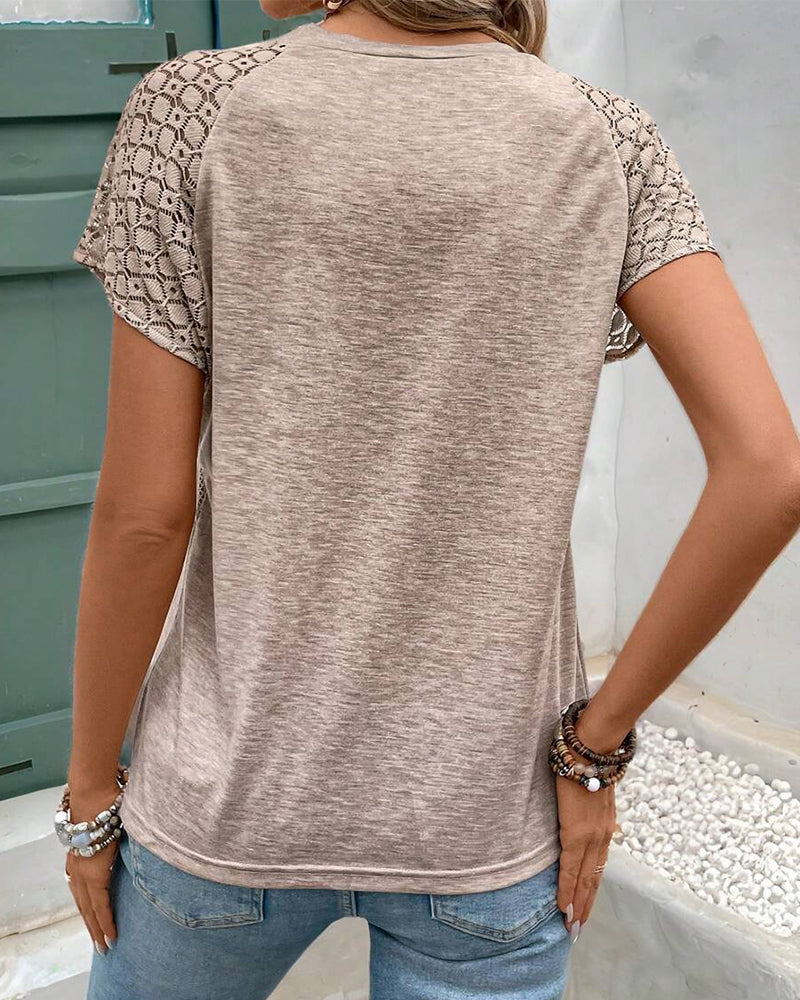 Dames T-Shirt - Holle Ronde Hals - Korte Mouw - Katoenblend - Tijd voor Stijl