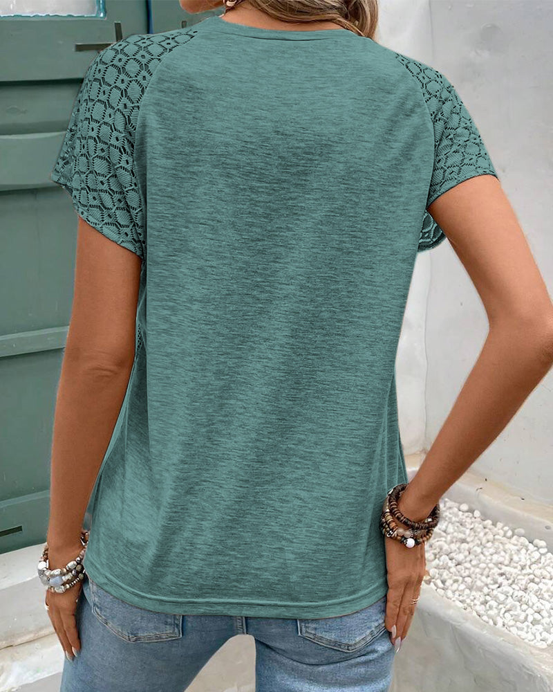 Dames T-Shirt - Holle Ronde Hals - Korte Mouw - Katoenblend - Tijd voor Stijl