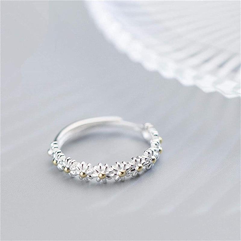 Ring - Madeliefjes Stijl - Emaille & Zilver - Wit & Geel - Tijd voor Stijl