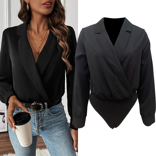 Dames Bodysuit - Reverskraag - Lange Mouwen - Polyester - Tijd voor Stijl