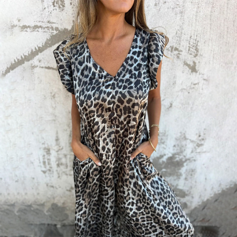 Damesjumpsuit - V-hals - Luipaardprint - Polyester - Tijd voor Stijl