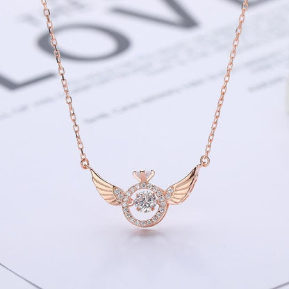 Dames Ketting met Engelenvleugels Hanger van Strass en Geplateerd Metaal - Tijd voor Stijl