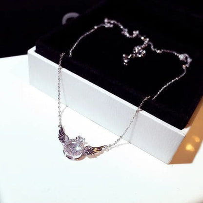Dames Ketting met Engelenvleugels Hanger van Strass en Geplateerd Metaal - Tijd voor Stijl