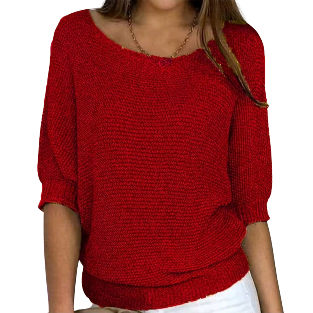 Dames - Gebreide Trui Dames Losvallend - 3/4 Mouw Ontwerp - Polyester