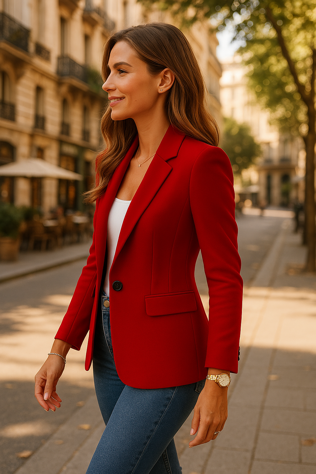 Blazer Dames - Getailleerd Model - Reverskraag En Knoopsluiting - Polyester-Tijd voor Stijl