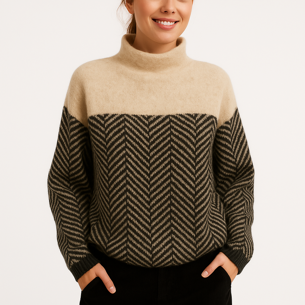 Dames - Coltrui - Luxe Afwerking met Visgraatpatroon - Kasjmier - Tijd voor Stijl