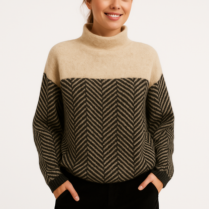 Dames - Coltrui - Luxe Afwerking met Visgraatpatroon - Kasjmier - Tijd voor Stijl