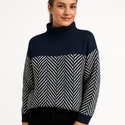 Dames - Coltrui - Luxe Afwerking met Visgraatpatroon - Kasjmier - Tijd voor Stijl