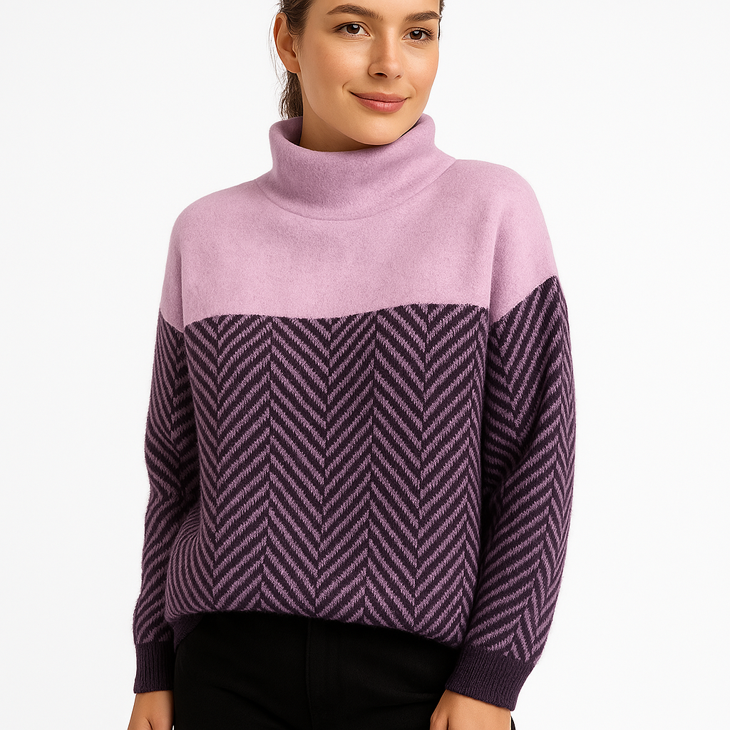 Dames - Coltrui - Luxe Afwerking met Visgraatpatroon - Kasjmier - Tijd voor Stijl