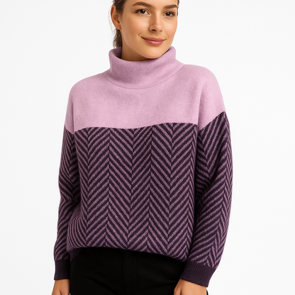 Dames - Coltrui - Luxe Afwerking met Visgraatpatroon - Kasjmier - Tijd voor Stijl