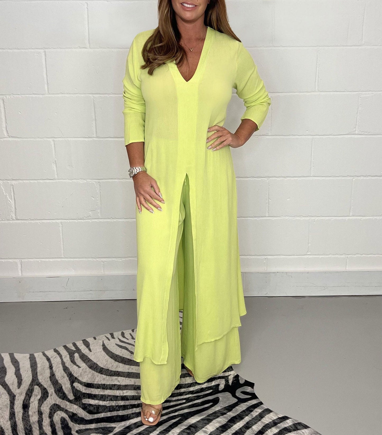 Dames Set - V-Hals Jurk - Elastische Taille Broek - Tweedelig - Tijd voor Stijl
