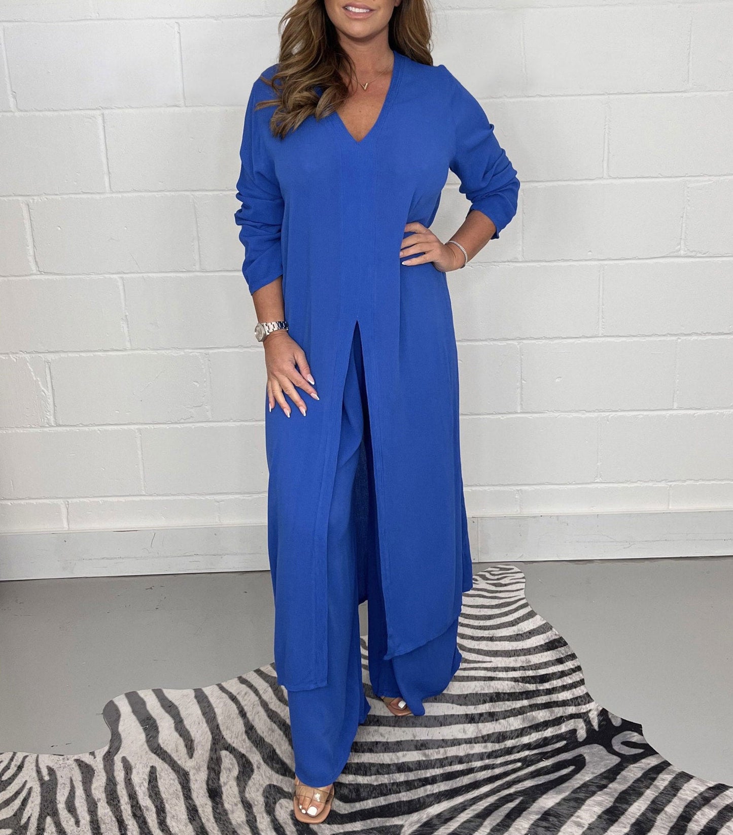 Dames Set - V-Hals Jurk - Elastische Taille Broek - Tweedelig - Tijd voor Stijl