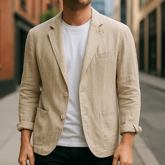 Heren Linnen Blazer - Simpel en Stijlvol-Tijd voor Stijl
