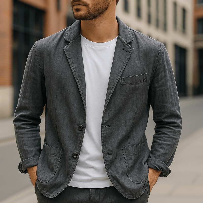 Heren Linnen Blazer - Simpel en Stijlvol-Tijd voor Stijl